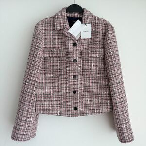 Theory Tweed Blazer Jacket 10 Pink Quiet Luxury Elegant Old Money Blair Waldorf